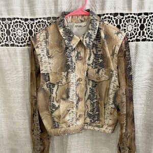 American Opalescence Woman’s Long Shier Sleeve Leopard Jacket  Size M